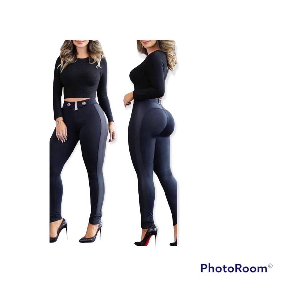 Leather trim leggings size Large ( Brand New)
